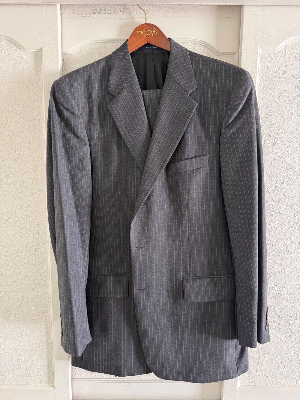 Ralph Lauren Charcoal Gray Pinstripe Suit Jacket and Pants